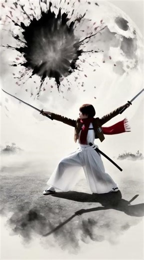 Samurai MIKASA! ⚔️ Attack on Titan x Japanese Style #Shorts #Anime