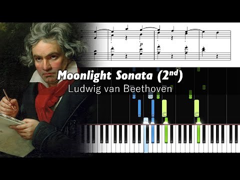 Beethoven - Moonlight Sonata (2nd Movement) - Piano Tutorial with Sheet Music