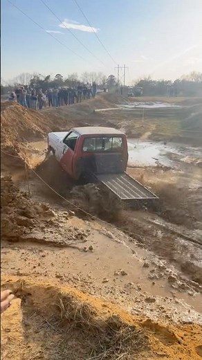 Ford Ranger on tractor tires going through the mud pit. #ford #ranger #offroad #mud #mudding #mudpit