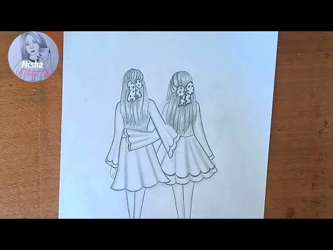 How to draw two bestie ll for beginner pencil sketch tutorial easy drawing