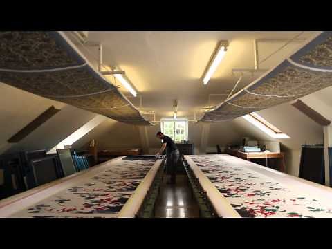 Hand printing of silk