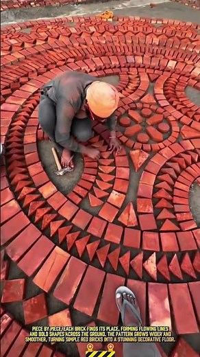 Arranging Bricks Into a Large Decorative Floor Pattern by Hand #dailywork