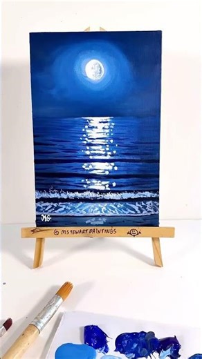 Easy full moon acrylic painting #painting #easypainting #art #moonpainting #shorts #acrylic painting