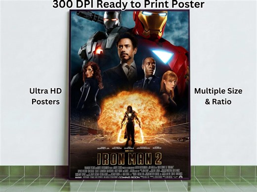 Iron Man 2 Movie Poster | Marvel Film Print | Robert Downey Jr | Superhero Wall Art | Digital Download - Etsy