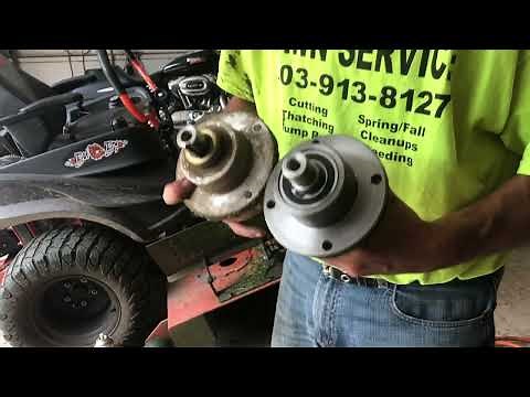 Installing new spindles blades and belt on our Badboy zero turn mower