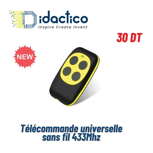 Découvrez notre télécommande universelle sans fil 433Mhz ! 📺✨ La solution parfaite pour contrôler tous vos appareils à distance. Simplifiez votre vie et profitez d'une expérience pratique et sans tracas. 💫💥 #télécommande #sansfil #433Mhz ##controleadistance ❗❗Quantité limité 🚚🚚 Livraison disponible sur tout le territoire tunisien❤️ ➡️Passez vos commandes par msg privé ❗Frais de livraison = 8DT 👉 Pour plus d'infos n'hésitez pas de nous contacter sur : 💻Site Web: https://didactico.tn/ 📱 GS