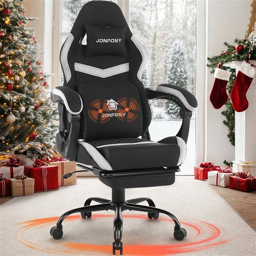JONPONY Big and Tall Gaming Chair, Computer Chair with Footrest and Massage Lumbar Support, Height Adjustable Game Chair with Headrest and Swivel Seat，BLACK - Walmart.com