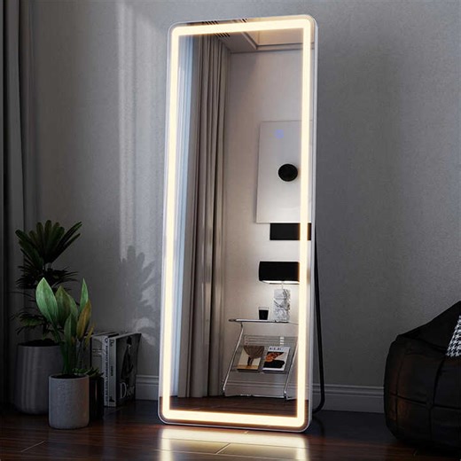 Smart LED Mirror Lights Rectangular Vintage Oversized Mirror Long Mirrors for Bedroom