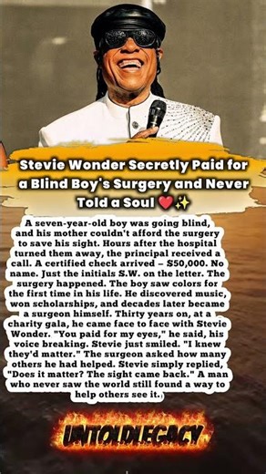 Stevie Wonder Secretly Paid for a Blind Boy's Surgery and Never Told a Soul ❤️✨
