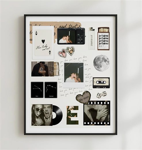 Matchbook Love Template, Custom Matchbox Art, Anniversary Gift for Boyfriend, Printable Gifts for Him and Her, Collage Wall Prints - Etsy