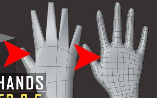 【blender】手部建模布线 手掌结构详细教学 零基础