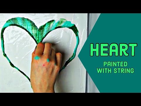 String Pull Green Heart using Acrylic Fluid Paint - Simple and Easy for Beginners Tutorial