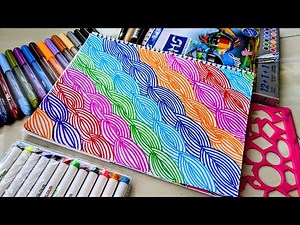 Colorful Line Pattern Drawing | Easy Satisfying Doodle Art | Relaxing Abstract Design