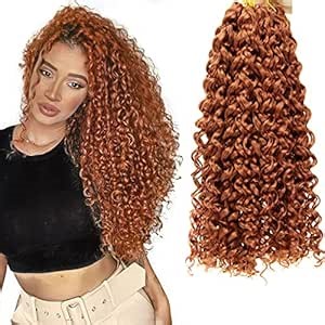 GoGo Curl Crochet hair 18inch Water Wave Crochet hair Synthetic Bohemian Crochet Braid Ginger Deep Wave Braiding hair Extensions (5Packs,#350)