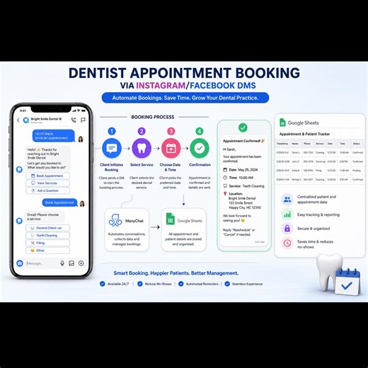 Dentist Appointment Booking System | Instagram/facebook DM Integration | Google Sheets | Customizable Template for Dentists - Etsy