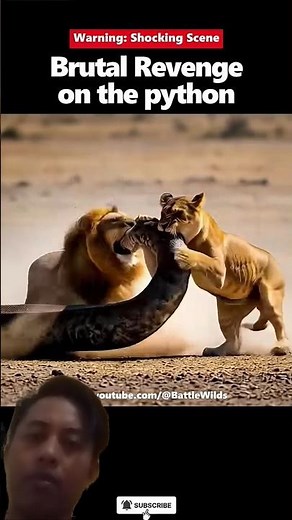 Lions' Revenge !! The End of the Python That Swallowed Their Cub #lion #python #animalshorts