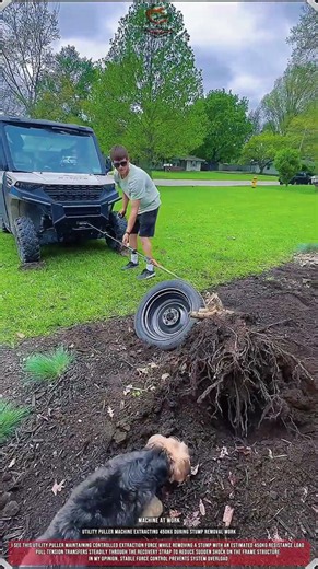 Utility Puller Machine Extracting 450KG During Stump Removal Work