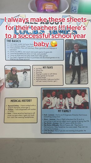 All About Me Sheet for Back to School Success