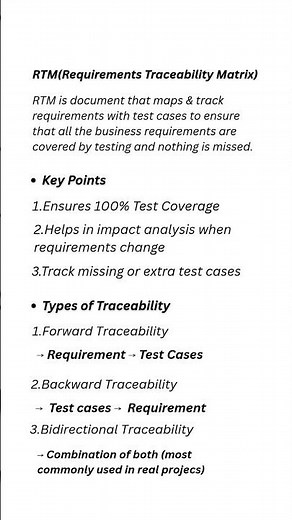 What is RTM in Software Testing? | Requirement Traceability Matrix Explained #shorts