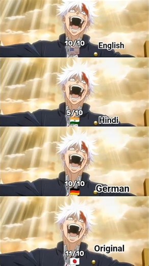 gojo's voice in 4 different languages #anime #jujutsukaisen #gojo