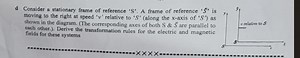 Consider a stationary frame of reference 'S'. A frame of refere... | Filo