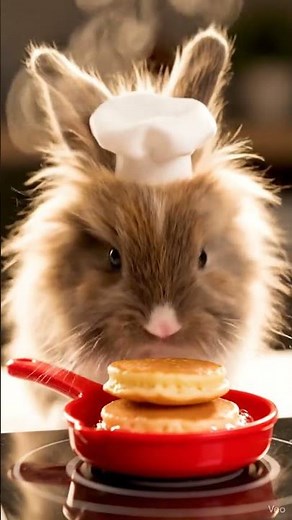 Chef Bunny serving cuteness#RabbitChef #ChefBunny #TinyCook #CutePets #BunnyLove #MiniKitchen #Viral