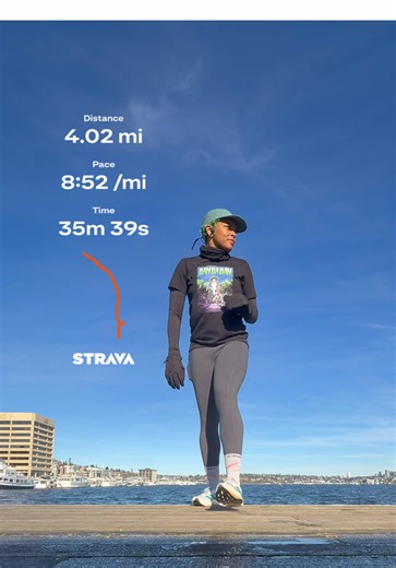 four miles done (recovery) seattle was freezing but the sun was out and it made the run feel kind of perfect. #BuiltByCake #MarathonTraining #Runtok #Runner #StravaRun