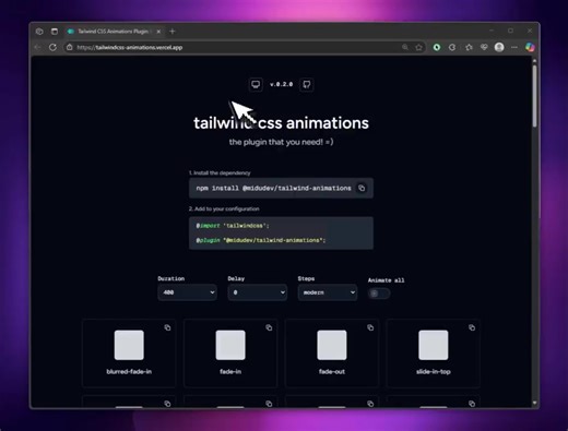 A solid collection of high-quality Tailwind CSS animations, just click, copy, and apply directly in your project. . #Apis #developer #developerlife #backenddeveloper #backend #html #htmlcss #javascript #100daysofcode #webdevelopment #programming #frontenddeveloper #frontend #codinglife #coding #tips #trick #viral #2025 #tech #techtok #usefull #foryoupage #foru #fory #developers #fyp #fyppppppppppppppppppppppppppppppppppp