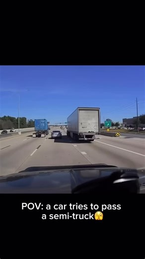 Watch to see how a car gets stuck between two semi-trucks after trying to quickly switch lanes. 😬 #CarAccident #DangerousDriving #AccidentLawyer | Richard Harris Law Firm