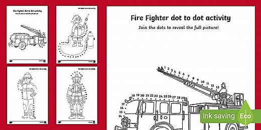 Firefighter Dot-to-Dot Activity