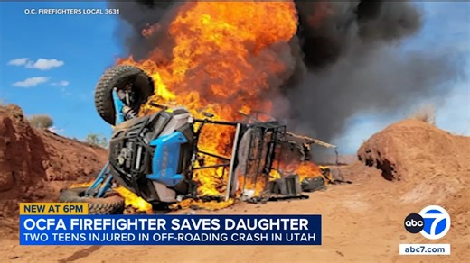 Off-duty OC firefighter saves teenage girls, including daughter, from fiery off-road crash