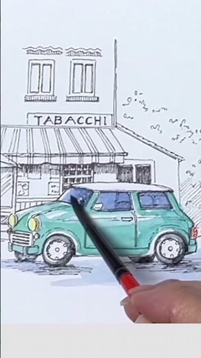 #shorts [Pen Drawing] How to Color a Car Easily