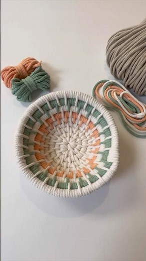 Coiled basket made with Bobbiny’s 5mm braided cord #bobbiny #diybasket #baskets #coiling #macrame