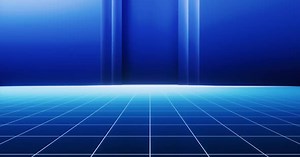 Futuristic Blue Grid Background with Glowing Vertical Columns