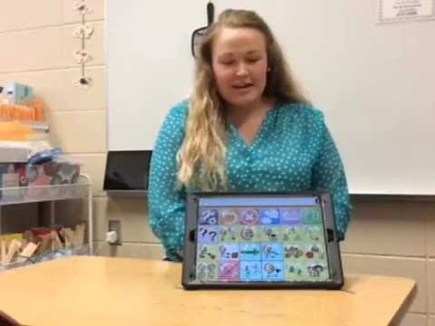 Jenna Thies demonstrates the Wego 13A Speech-Generating Device