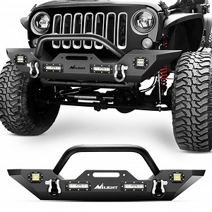 Jeep Wrangler Rock Crawler Winch Mount Front Bumper with LED Lights (07-18 Jeep Wrangler JK) - Free Shipping