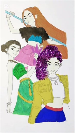 Kpop Hunters Rumi Mira Zoey Glitter #art #drawing #trending #sketch #diynstitch #cute #kpop