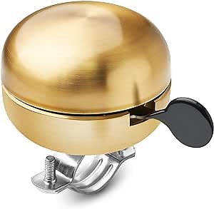 Classic Brass Bike Bell - Vintage-Style Golden Bicycle Ring Bell for Adult Cruisers and Beach Bikes, Crisp and Pleasing Sound
