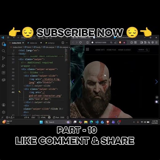GAMING WEBSITE LANDING PAGE HTML CSS JAVASCRIPT PROJECT PART-10 #shorts #shortvideo #animaticmeme