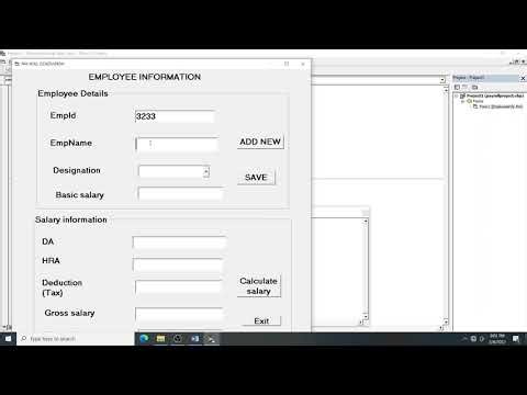 Design a VB application to record the employee detail and calculate DA HRA TAX gross and net salary