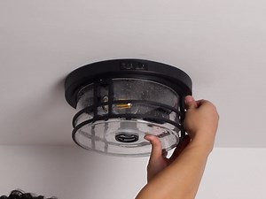 SAYTOP Outdoor Ceiling Light with Motion Sensor Flush Mount Round Porch Light, Industrial 2-Light Dusk to Dawn Ceiling Light Fixture with Clear Glass for Entryway Garage Front and Back Yards, Black - Amazon.com