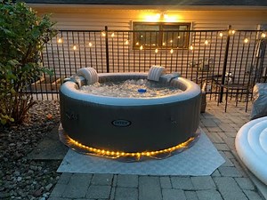 INTEX 28425E PureSpa Bubble Massage, Inflatable Spa Set, Tan, 4-Person