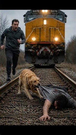 Golden Retriever Drags Unconscious Man Off Train Tracks Seconds To Spare #dog #dogrescue