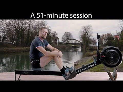 Une séance ergomètre aviron endurance technique. A rowing ergometer session in technical endurance