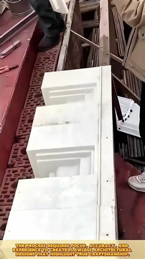 Skilled Worker Installing Decorative Molds Accurately #workprocess