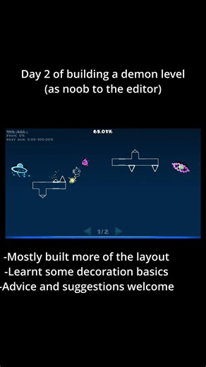 Day 2 of creating a demon level (as a noob)#geometry dash #gd