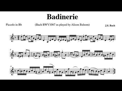 J.S. Bach , Badinerie, Orchestral Suite No. 2 in B Minor, BWV 1067 - Alison Balsom (trumpet score)