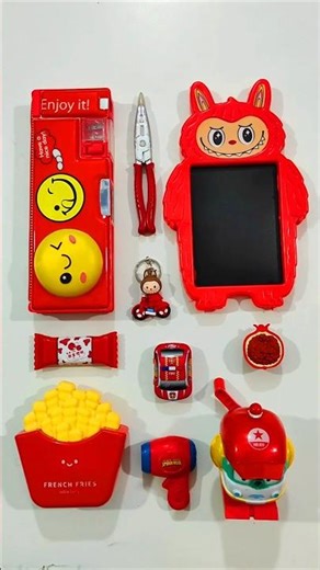 Unboxing Adorable Red Stationery, Pencil Box, Desk Lamp, Eraser, Sharpener #backtoschool #stationery