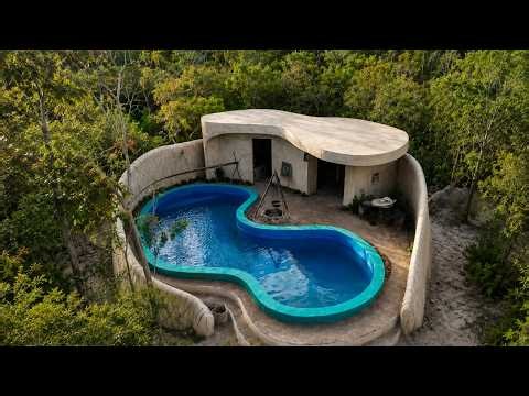 Building a Modern Forest House With Swimming Pools | Real Life Survival Shelter 🏡🌲
