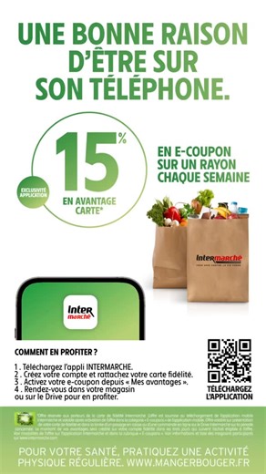 📲 Un bon plan en 3 clics, ça vous dit ? Avec l’appli Intermarché, activez vos e-coupons en quelques secondes et profitez d’avantages exclusifs directement sur votre carte fidélité 🛒✨ 👉 Installez l’appli 👉 Activez vos e-coupons depuis « Mes avantages » 👉 Présentez votre carte en caisse… et vos économies se font toutes seules 💸 Ne laissez plus passer vos réductions, elles sont déjà dans votre poche ! ⚡ Téléchargez l’appli, activez, profitez ! #intermarchépontivy #bonplan #avantagecarte #ecou